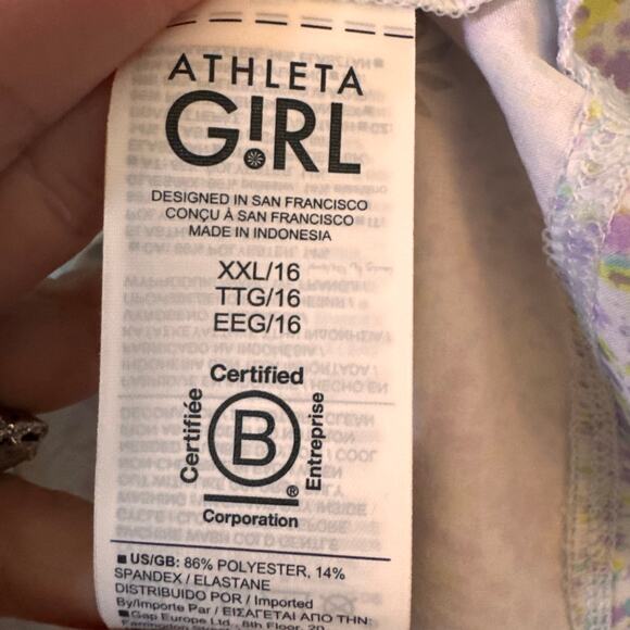 Athleta Girl Play More Sleeveless Shorts Romper in "Sun Spray Multi" Size XXL 16 - Picture 12 of 13